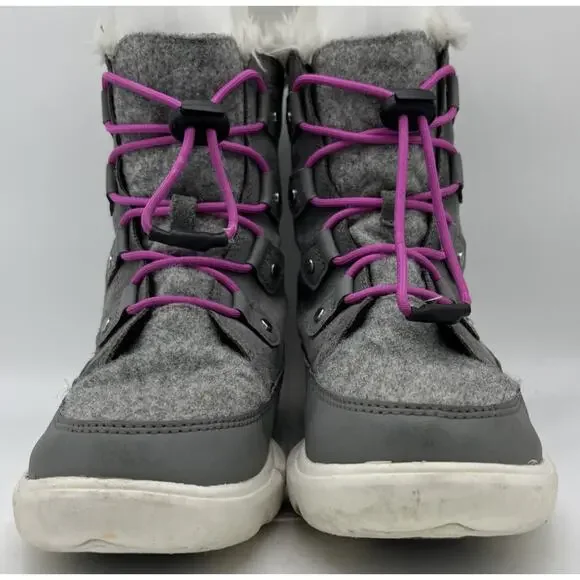 Sorel Kids Quarry Grey/Bright Lavender Explorer Lace WP Boot US 5 - Picture 3 of 13
